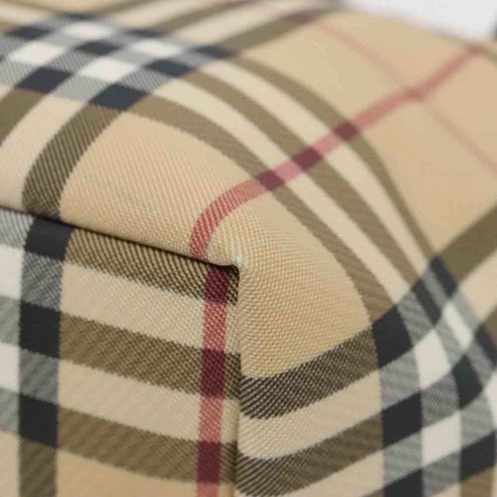 BURBERRY Nova Check Hand Bag PVC Beige Silver Auth 90263 - Picture 9 of 16